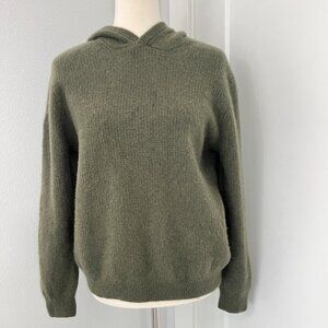 Gentle Herd Large Green Cashmere Hooded Long Sleeve Sweater